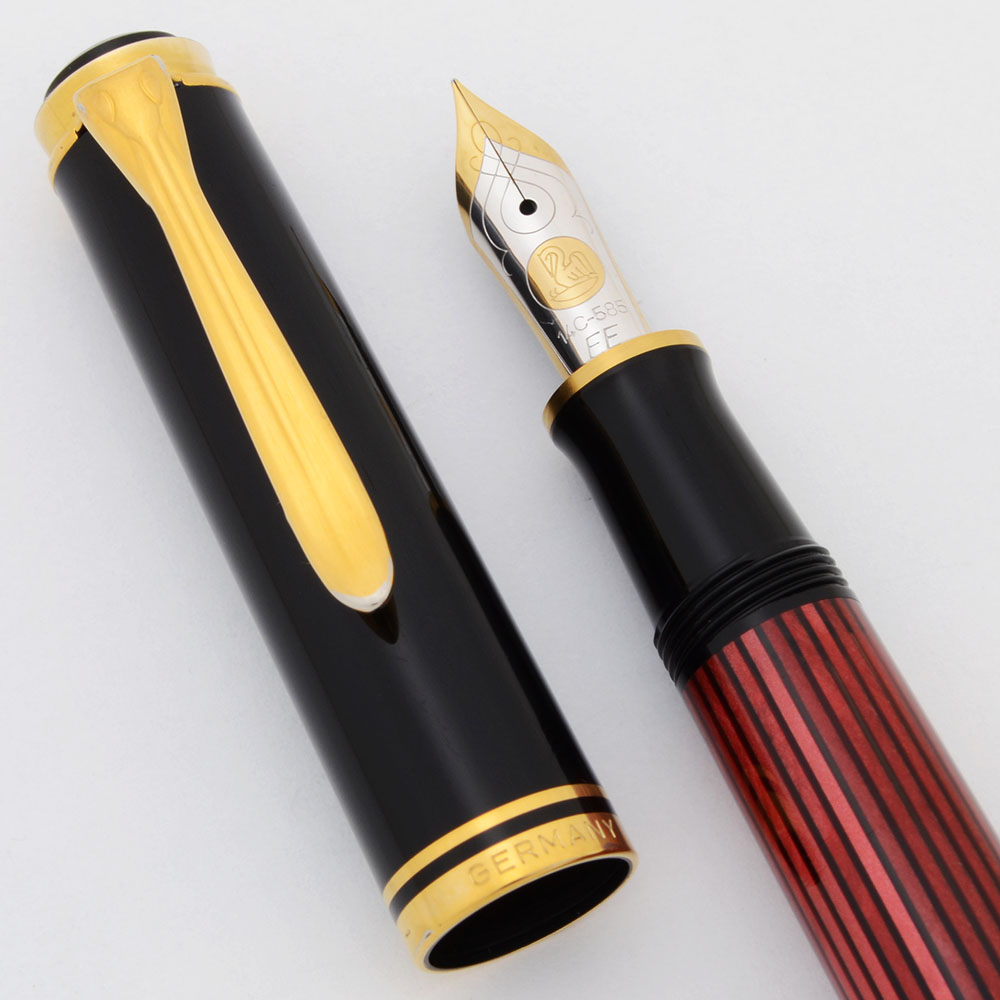 Pelikan M400 Fountain Pen (New Style)- Red Striped Barrel, Extra